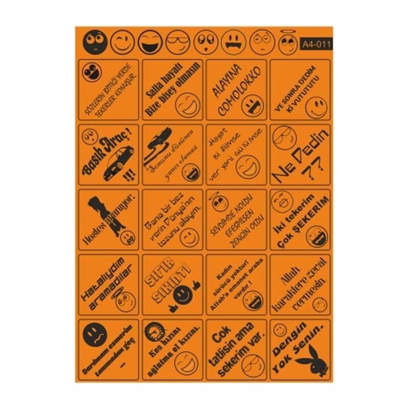 A4 Sticker 011 TEK Paket Çoklu Sticker aksesuar