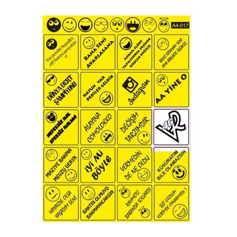 A4 Sticker 017 TEK Paket Çoklu Sticker aksesuar