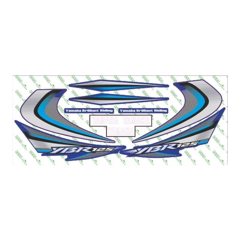 Yamaha YBR 125 2010 Uyumlu Mavi Sticker Set aksesuar