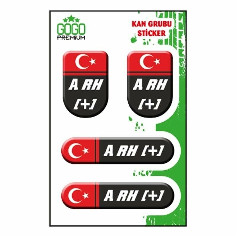 KAN Grubu I A Rh(+) Siyah Dörtlü Damla Etiket aksesuar