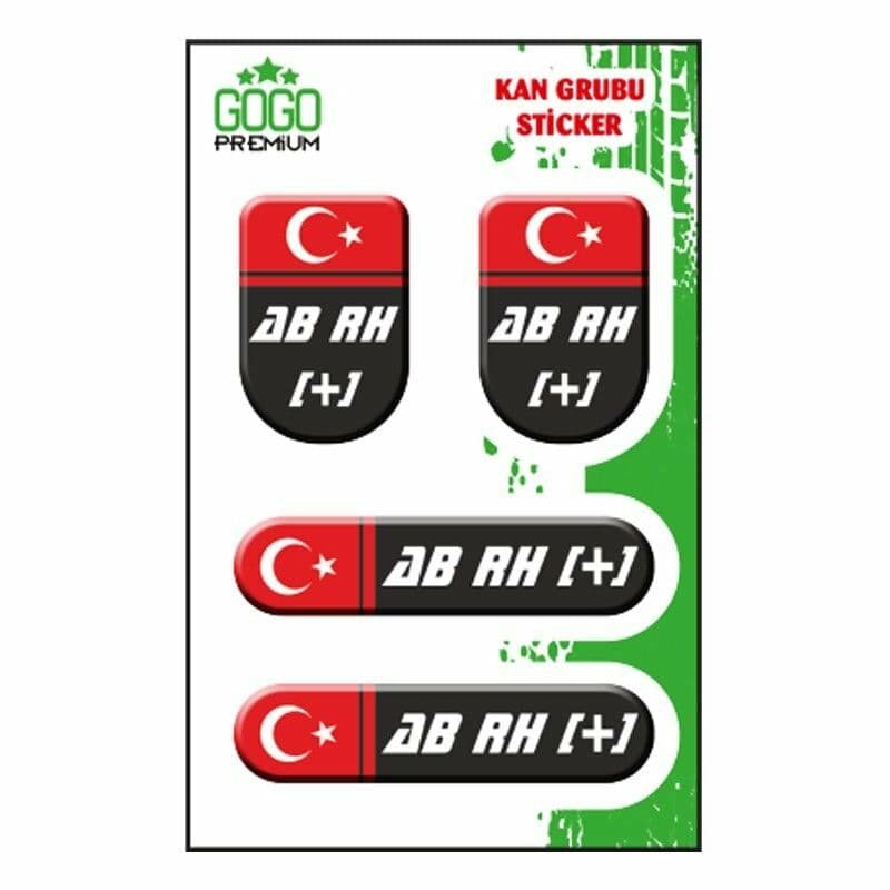 KAN Grubu I AB Rh(+) Siyah Dörtlü Damla Etiket aksesuar