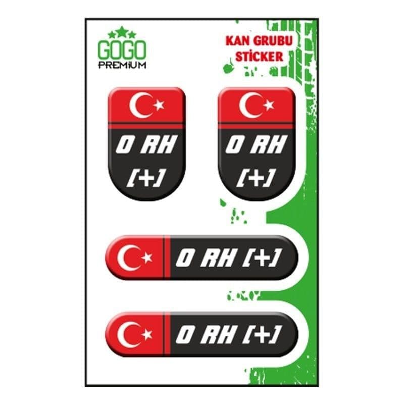 KAN Grubu I 0 Rh(+) Siyah Dörtlü Damla Etiket aksesuar