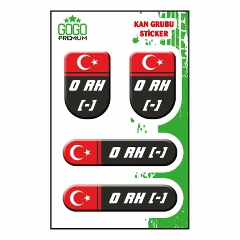 KAN Grubu I 0 Rh(-) Siyah Dörtlü Damla Etiket aksesuar