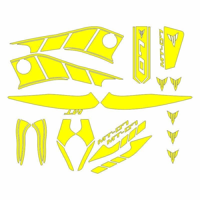 Yamaha MT07 2014 - 2017 Uyumlu Sarı Sticker Set aksesuar