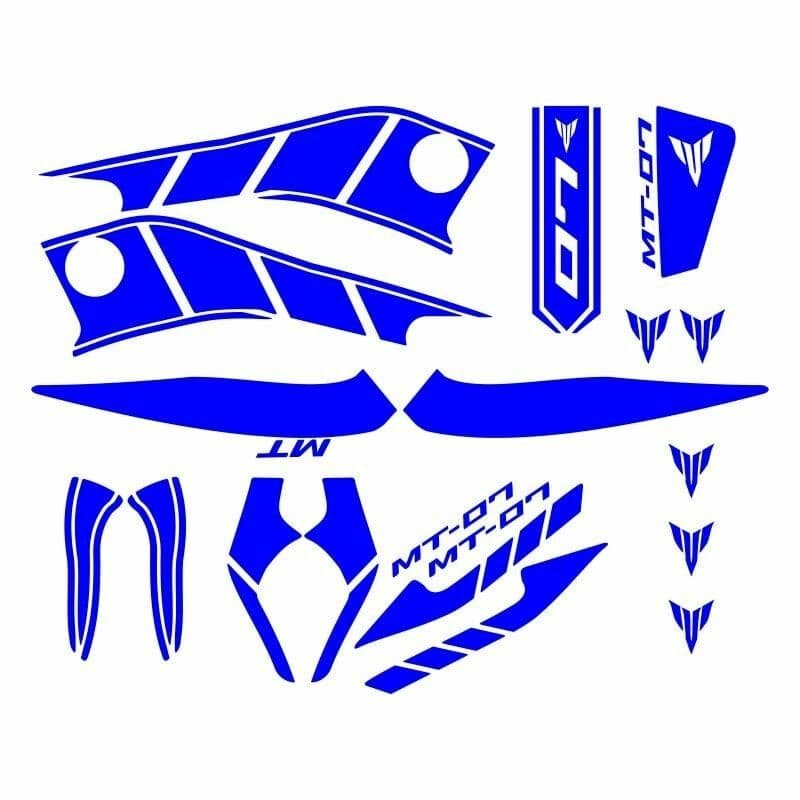 Yamaha MT07 2014 - 2017 Uyumlu Mavi Sticker Set aksesuar