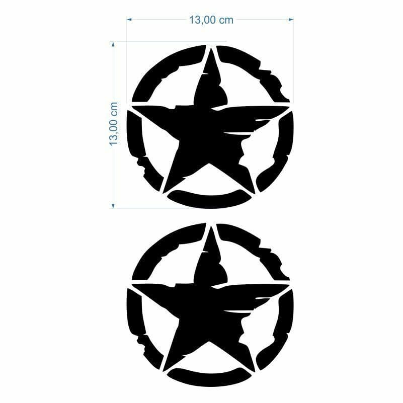 Army Yıldız 13 X 13 Cm Siyah Sticker 2 Lİ aksesuar