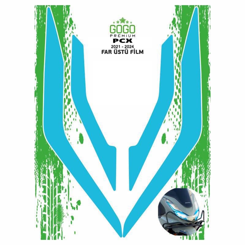 Honda PCX 2021 - 2024 Uyumlu FAR Üstü Film Mavi aksesuar