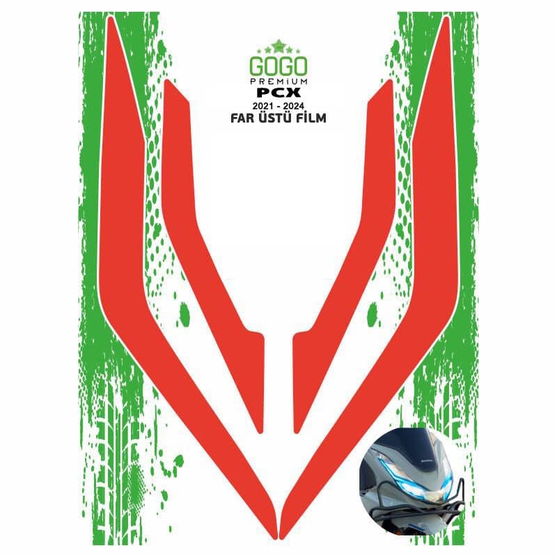 Honda PCX 2021 - 2024 Uyumlu FAR Üstü Film Kırmızı aksesuar