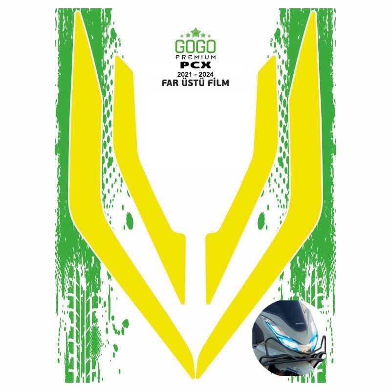 Honda PCX 2021 - 2024 Uyumlu FAR Üstü Film FLO Sarı aksesuar