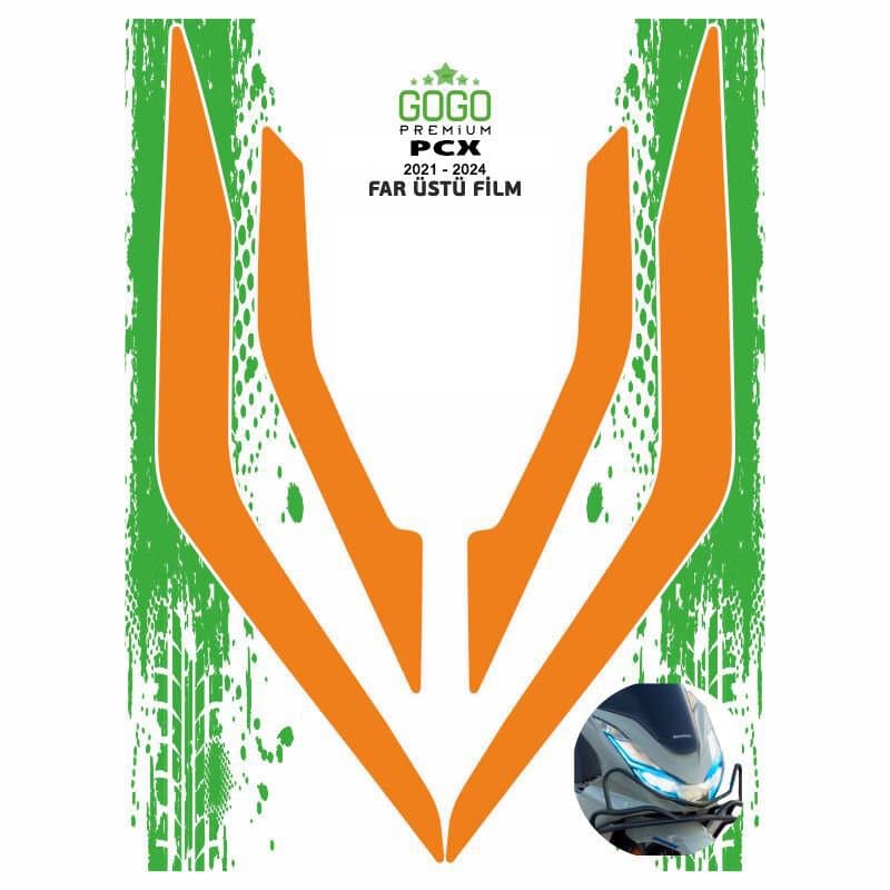 Honda PCX 2021 - 2024 Uyumlu FAR Üstü Film Turuncu aksesuar