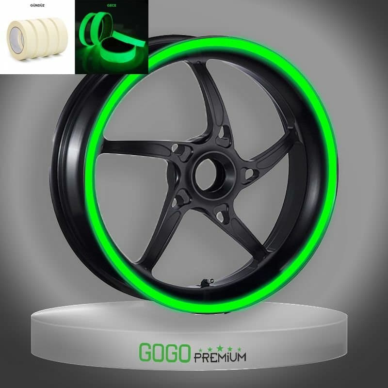 Gece Yanan Doğal Renk Fosforlu 7CM X 7 M Lüks 1 Set Jant Şeridi aksesuar
