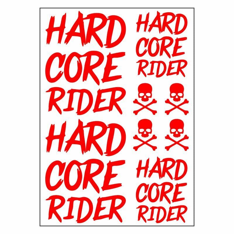 A4 Sticker 119 TEK Paket Çoklu Sticker Hard Core Rider Kırmızı aksesuar