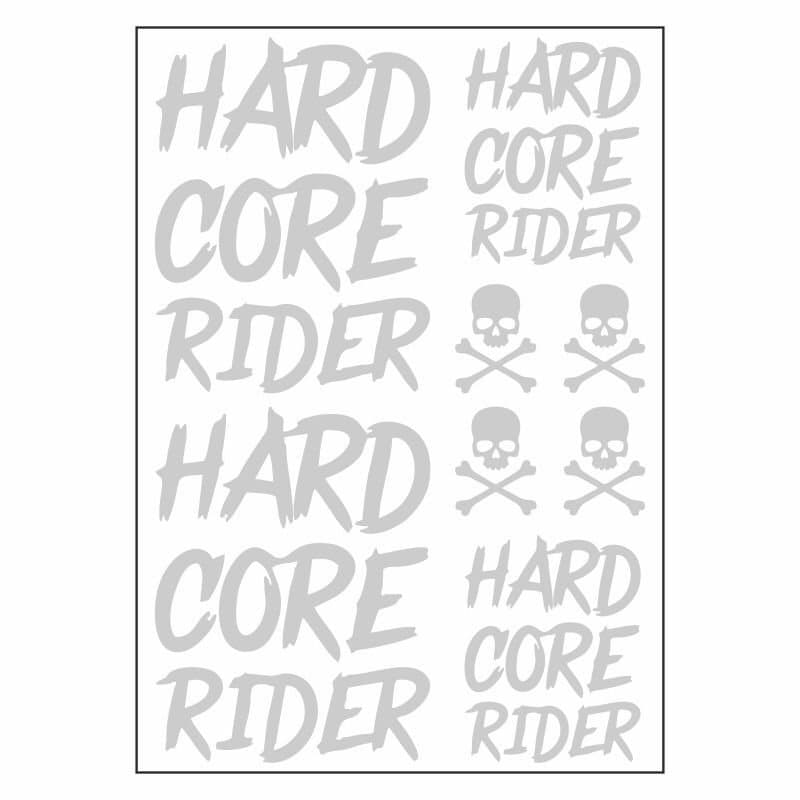 A4 Sticker 121 TEK Paket Çoklu Sticker Hard Core Rider Beyaz aksesuar