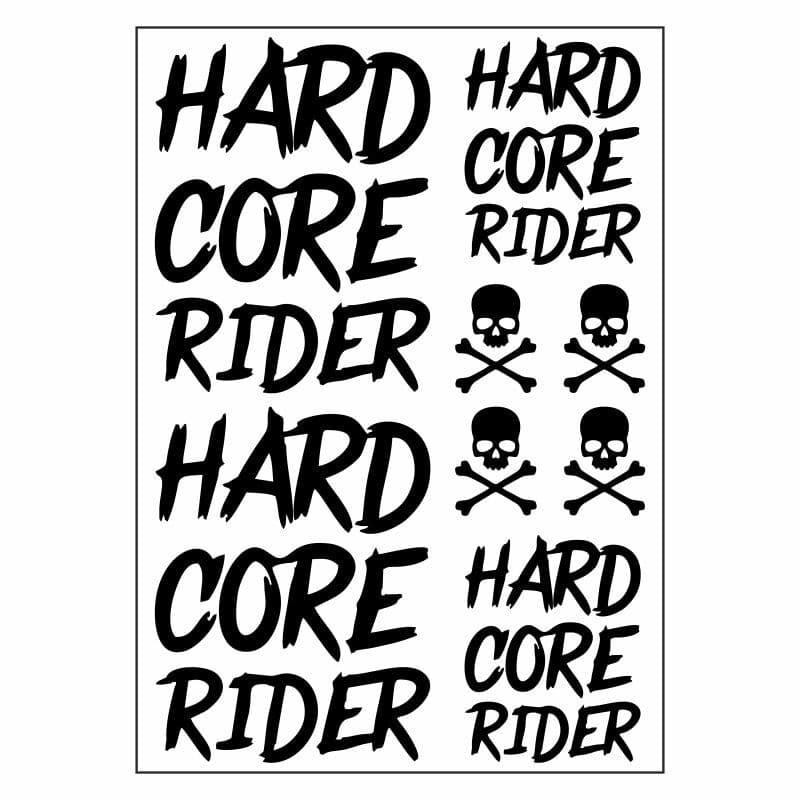 A4 Sticker 122 TEK Paket Çoklu Sticker Hard Core Rider Siyah aksesuar