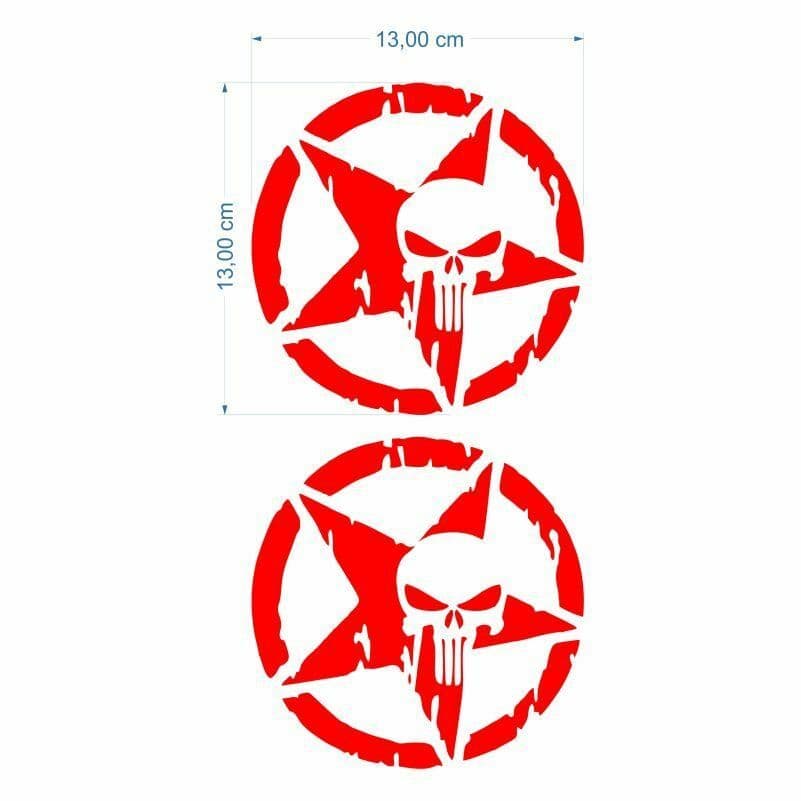 Army Yıldız Kuru Kafa 13 X 13 Cm Kırmızı Sticker 2 Lİ aksesuar