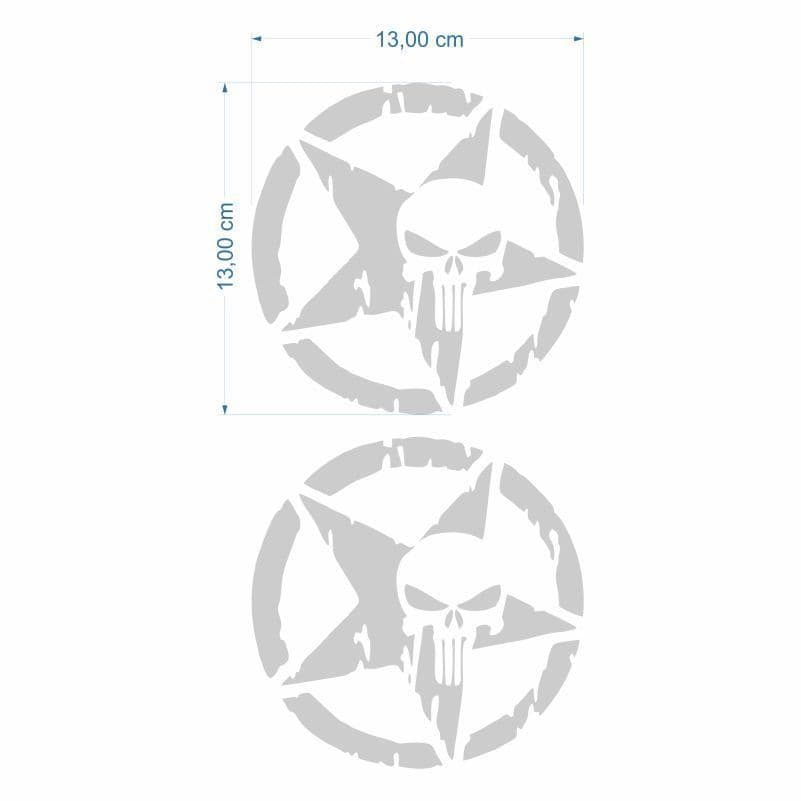 Army Yıldız Kuru Kafa 13 X 13 Cm GRİ Sticker 2 Lİ aksesuar