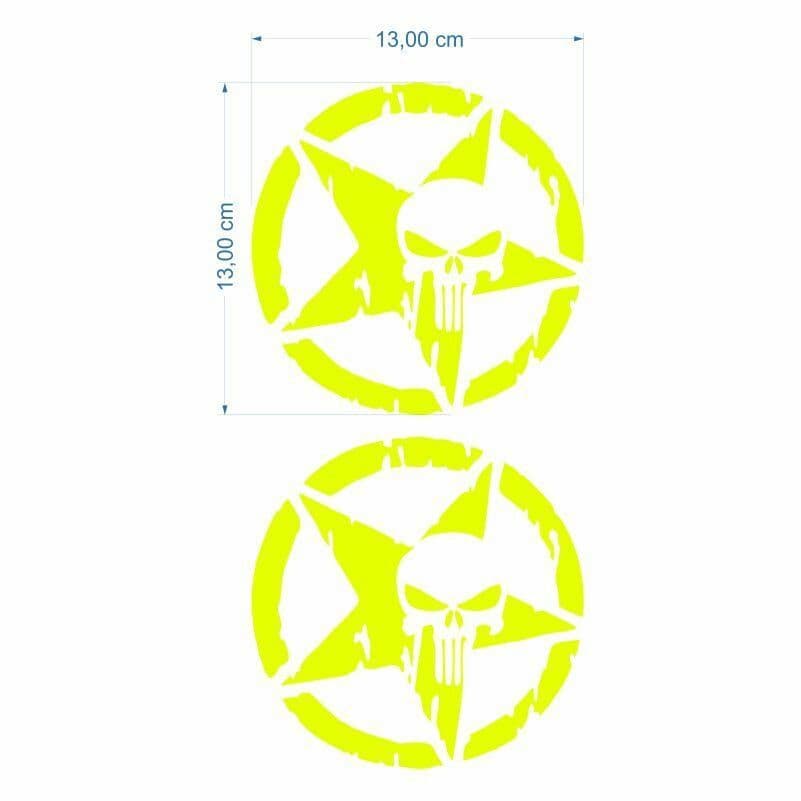 Army Yıldız Kuru Kafa 13 X 13 Cm FLO Sarı Sticker 2 Lİ aksesuar