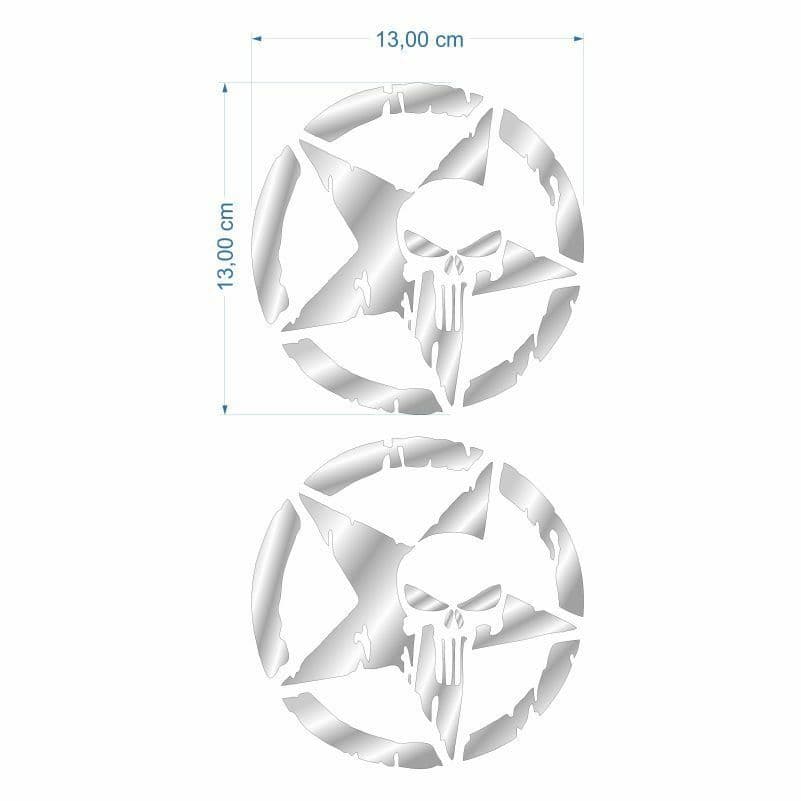 Army Yıldız Kuru Kafa 13 X 13 Cm Nikelaj Sticker 2 Lİ aksesuar