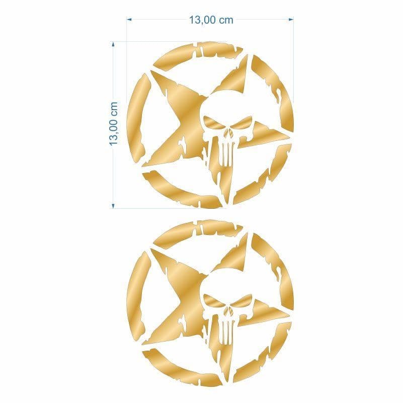 Army Yıldız Kuru Kafa 13 X 13 Cm Gold Sticker 2 Lİ aksesuar